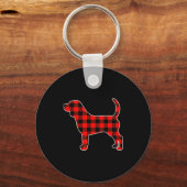 Red Buffalo Plaid Pajama Beagle Christmas Dog Love Sleutelhanger (Voorkant)