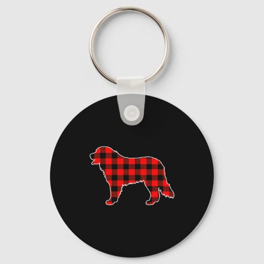 Red Buffalo Plaid Pajama Bernese Mountain Christma Sleutelhanger (Voorkant)