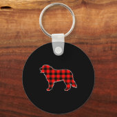 Red Buffalo Plaid Pajama Bernese Mountain Christma Sleutelhanger (Voorkant)