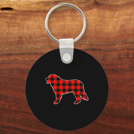 Red Buffalo Plaid Pajama Bernese Mountain Christma Sleutelhanger (Voorkant)
