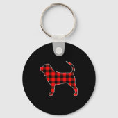 Red Buffalo Plaid Pajama Bloodhound Christmas Dog  Sleutelhanger (Voorkant)