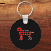 Red Buffalo Plaid Pajama Bullmastiff Christmas Dog Sleutelhanger (Voorkant)