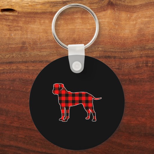 Red Buffalo Plaid Pajama Bullmastiff Christmas Dog Sleutelhanger (Voorkant)