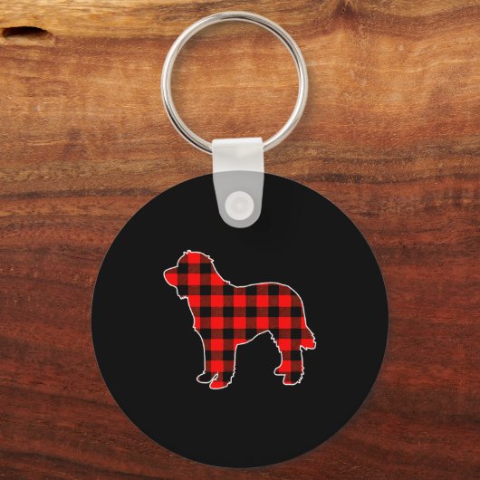 Red Buffalo Plaid Pajama Doodle Christmas Dog Love Sleutelhanger (Voorkant)