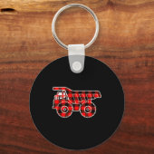 Red Buffalo Plaid Pajama Dump Truck Christmas  Sleutelhanger (Voorkant)