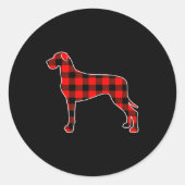Red Buffalo Plaid Pajama Great Dane Christmas Dog  Ronde Sticker (Voorkant)