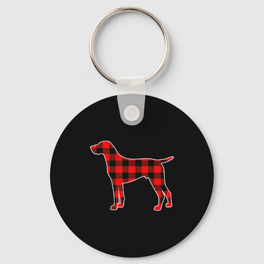 Red Buffalo Plaid Pajama Gsp Christmas Dog Lover M Sleutelhanger (Voorkant)