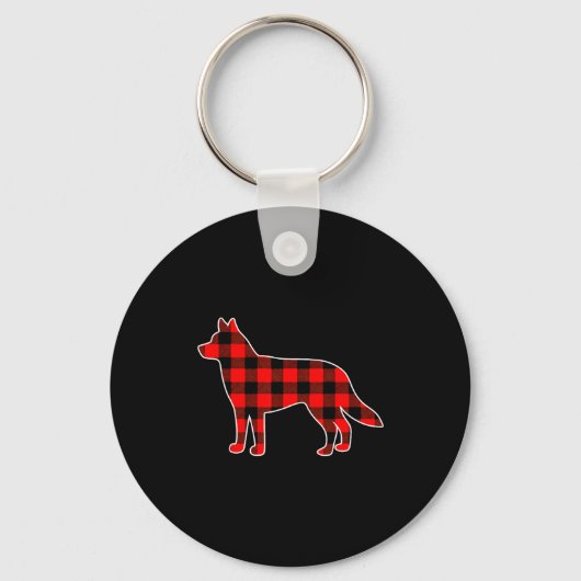 Red Buffalo Plaid Pajama Husky Christmas Dog Lover Sleutelhanger (Voorkant)