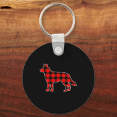 Red Buffalo Plaid Pajama Husky Christmas Dog Lover Sleutelhanger (Voorkant)