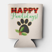 Red Buffalo Plaid Paw Print Kerst Blikjeskoeler (Voorkant)