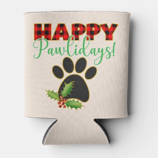 Red Buffalo Plaid Paw Print Kerst Blikjeskoeler (Voorkant)