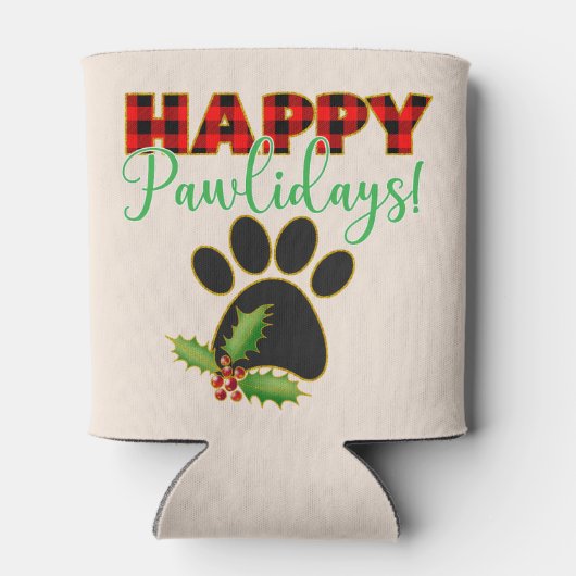 Red Buffalo Plaid Paw Print Kerst Blikjeskoeler (Achterkant)