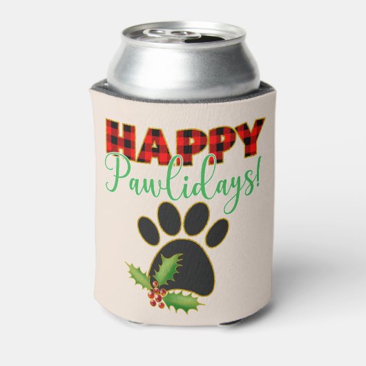 Red Buffalo Plaid Paw Print Kerst Blikjeskoeler (Blikje Achterkant)