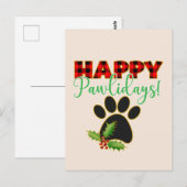 Red Buffalo Plaid Paw Print Kerst Briefkaart (Voorkant / Achterkant)