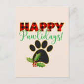 Red Buffalo Plaid Paw Print Kerst Briefkaart (Voorkant)