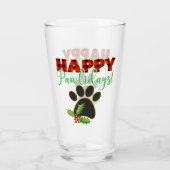 Red Buffalo Plaid Paw Print Kerst Glas (Achterkant)