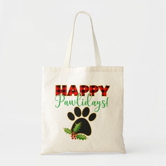 Red Buffalo Plaid Paw Print Kerst Tote Bag (Voorkant)