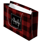Red Buffalo Plaid | Persoonlijk Initiaal | Cadeau Groot Cadeauzakje (Voorkant Gekanteld)