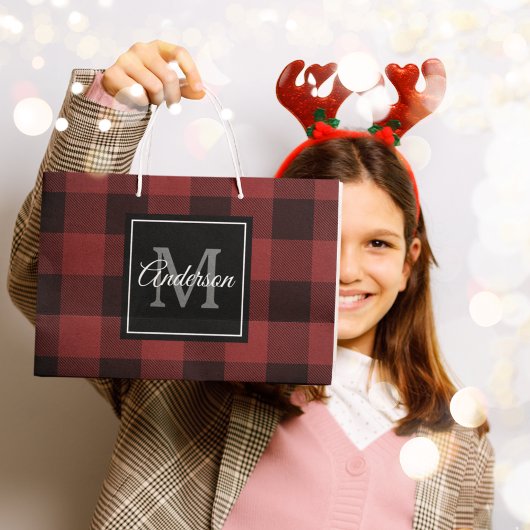 Red Buffalo Plaid | Persoonlijk Initiaal | Cadeau Groot Cadeauzakje