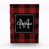 Red Buffalo Plaid | Persoonlijk Initiaal | Cadeauf Fotoblokken (Voorkant)