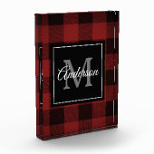 Red Buffalo Plaid | Persoonlijk Initiaal | Cadeauf Fotoblokken (Links)