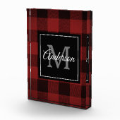 Red Buffalo Plaid | Persoonlijk Initiaal | Cadeauf Fotoblokken (Rechts)