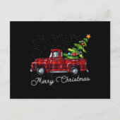 Red Buffalo Plaid Pickup Truck with Tree Merry Chr Informatiekaartje (Voorkant)