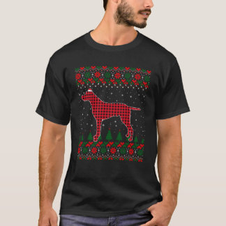 Red Buffalo Plaid Pointer Hond Lelijke Kerstmis Fa T-shirt