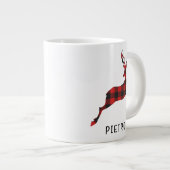 Red Buffalo Plaid Reindeer Kerstmonogram Grote Koffiekop (Voorkant rechts)