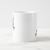 Red Buffalo Plaid Reindeer Kerstmonogram Grote Koffiekop (Voorkant)