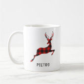 Red Buffalo Plaid Reindeer Kerstmonogram Koffiemok (Links)