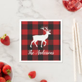 Red Buffalo Plaid & Reindeer | Personal Name Gift  Servet (Insitu)