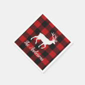 Red Buffalo Plaid & Reindeer | Personal Name Gift  Servet (Hoek)