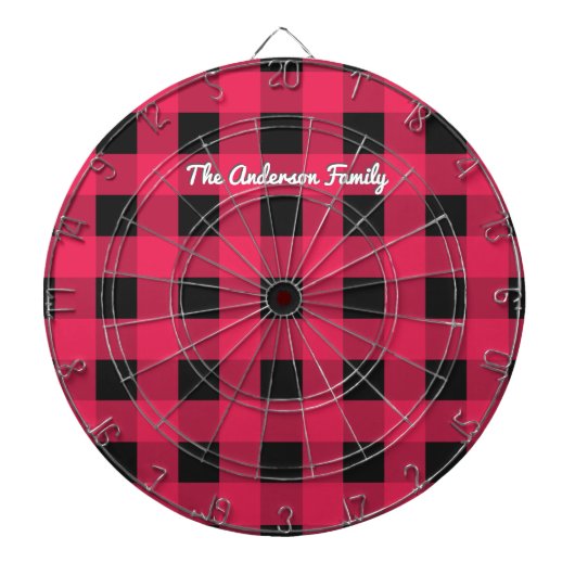 Red Buffalo Plaid Rustic Check Patroon Aangepast Dartbord (Voorkant)