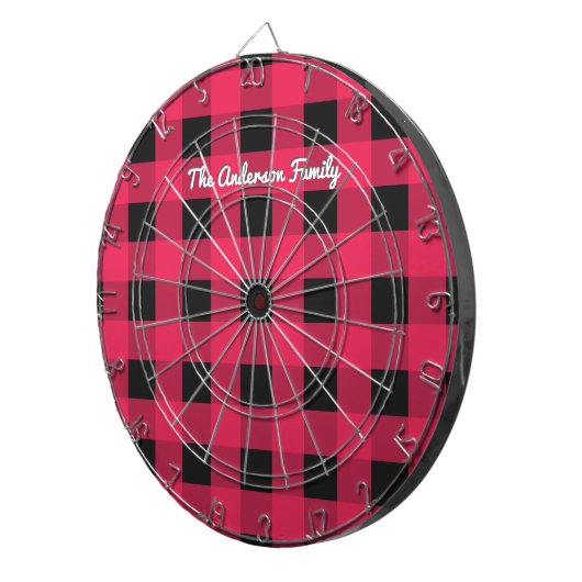 Red Buffalo Plaid Rustic Check Patroon Aangepast Dartbord (Voorkant Rechts)