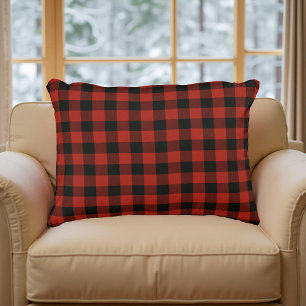 Red Buffalo Plaid Rustic Pattern voor Mannelijk Accent Kussen