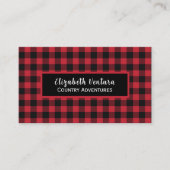 Red Buffalo Plaid Rustiek Land met Zwart Accent Visitekaartje (Voorkant)
