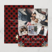 Red Buffalo plaid rustige fotocollage Holiday Feestdagenkaart (Voorkant / Achterkant)