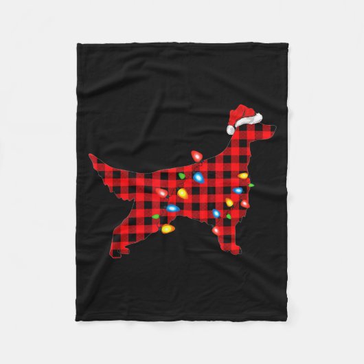 Red Buffalo Plaid Santa Irish Setter Dog Christmas Fleece Deken (Voorkant)