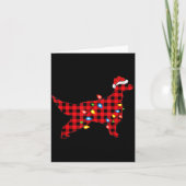 Red Buffalo Plaid Santa Irish Setter Dog Christmas Kaart (Voorkant)