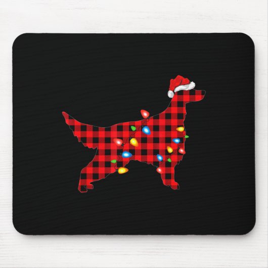 Red Buffalo Plaid Santa Irish Setter Dog Christmas Muismat (Voorkant)