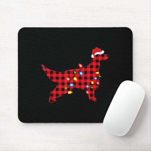 Red Buffalo Plaid Santa Irish Setter Dog Christmas Muismat (Met muis)