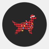 Red Buffalo Plaid Santa Irish Setter Dog Christmas Ronde Sticker (Voorkant)