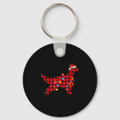 Red Buffalo Plaid Santa Irish Setter Dog Christmas Sleutelhanger (Voorkant)