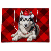 Red Buffalo Plaid Siberische Husky Hondenliefhebbe Groot Cadeauzakje (Voorkant)