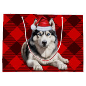 Red Buffalo Plaid Siberische Husky Hondenliefhebbe Groot Cadeauzakje (Achterkant)