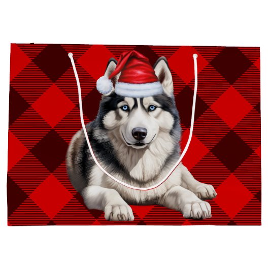 Red Buffalo Plaid Siberische Husky Hondenliefhebbe Groot Cadeauzakje (Achterkant)