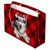 Red Buffalo Plaid Siberische Husky Hondenliefhebbe Groot Cadeauzakje (Achterkant Gekanteld)