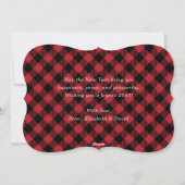 Red Buffalo Plaid String Lights New Year Card Feestdagenkaart (Achterkant)