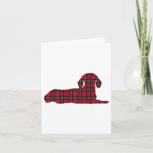 Red Buffalo Plaid Teckel Hond Kersthonden Kaart (Voorkant)